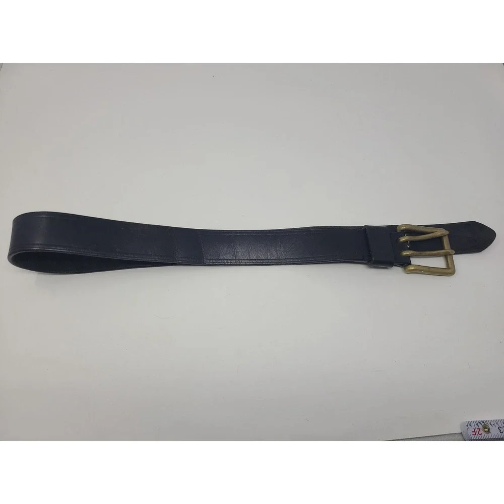 Vintage Honest Brand Leather Belt With Heavy Brass Double Prong Buckle